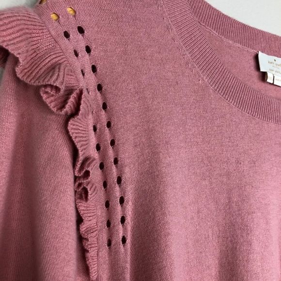 Kate Spade Light Pink Eyelet Ruffle Short Sleeve Sweater - Picture 5 of 13